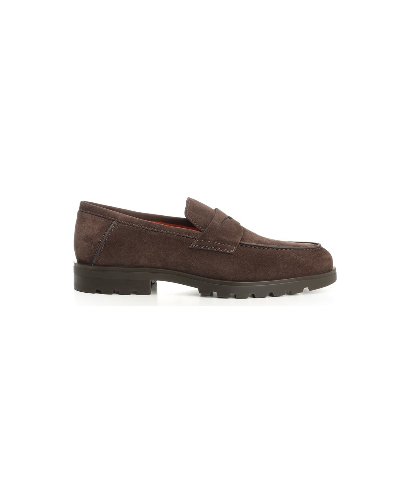 Santoni Suede Moccasin With Rubber Sole