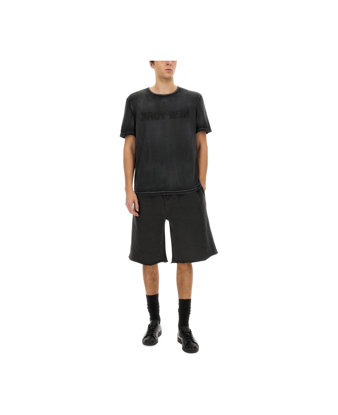 Helmut Lang "garment-dyed New York" T-shirt - BLACK