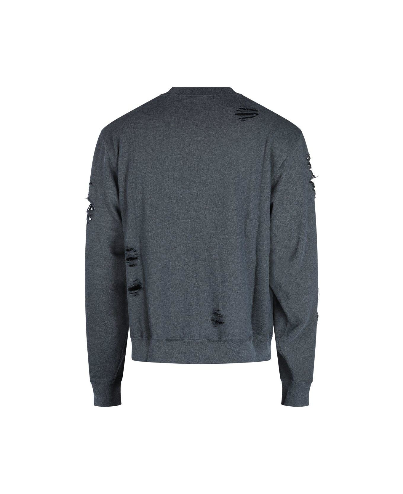 Acne Studios Distressed Logo Printed Sweatshirt - BLACK WASH