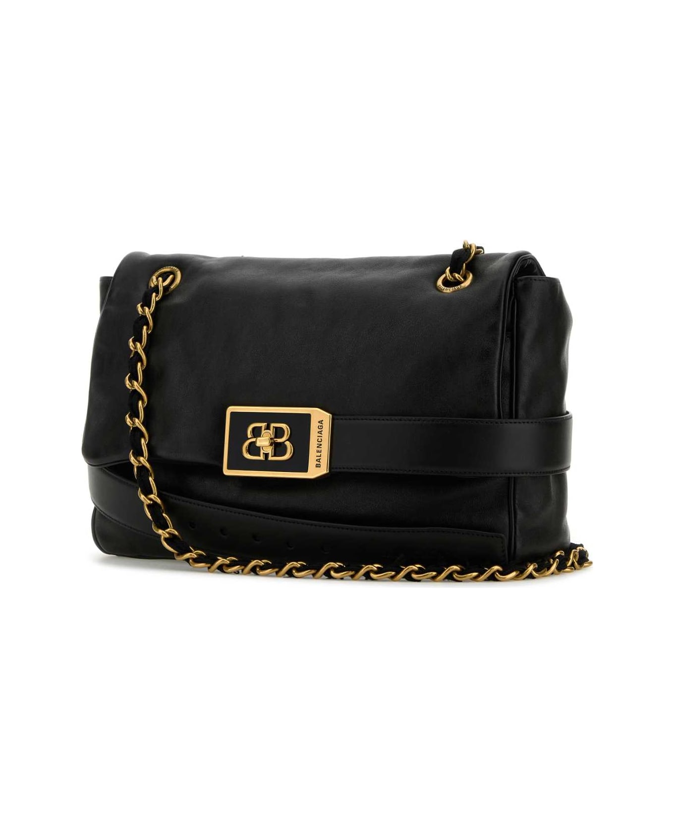 Balenciaga Black Leather Medium Modu Shoulder Bag - Black