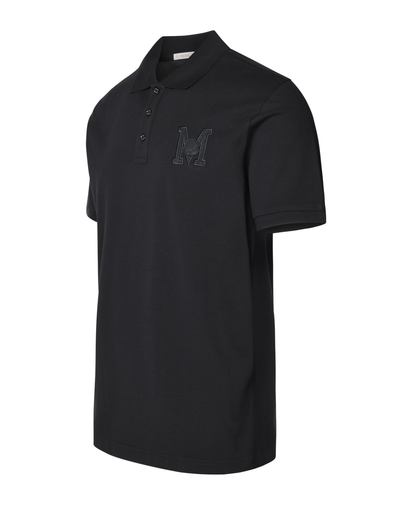 Moncler Polo Shirt In Blue Cotton - Navy