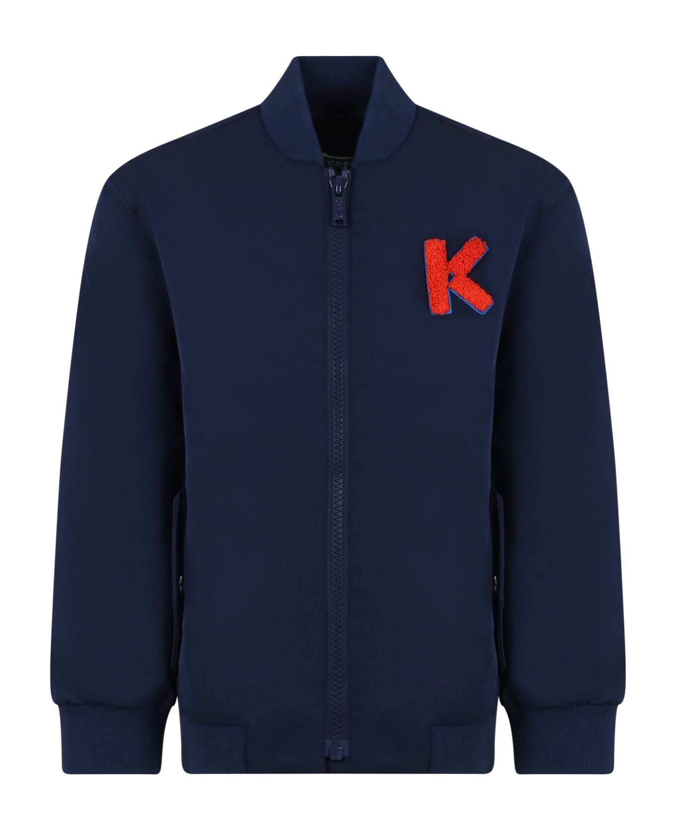 Kenzo Kids Blue Jacket For Boy With Logo - Blu