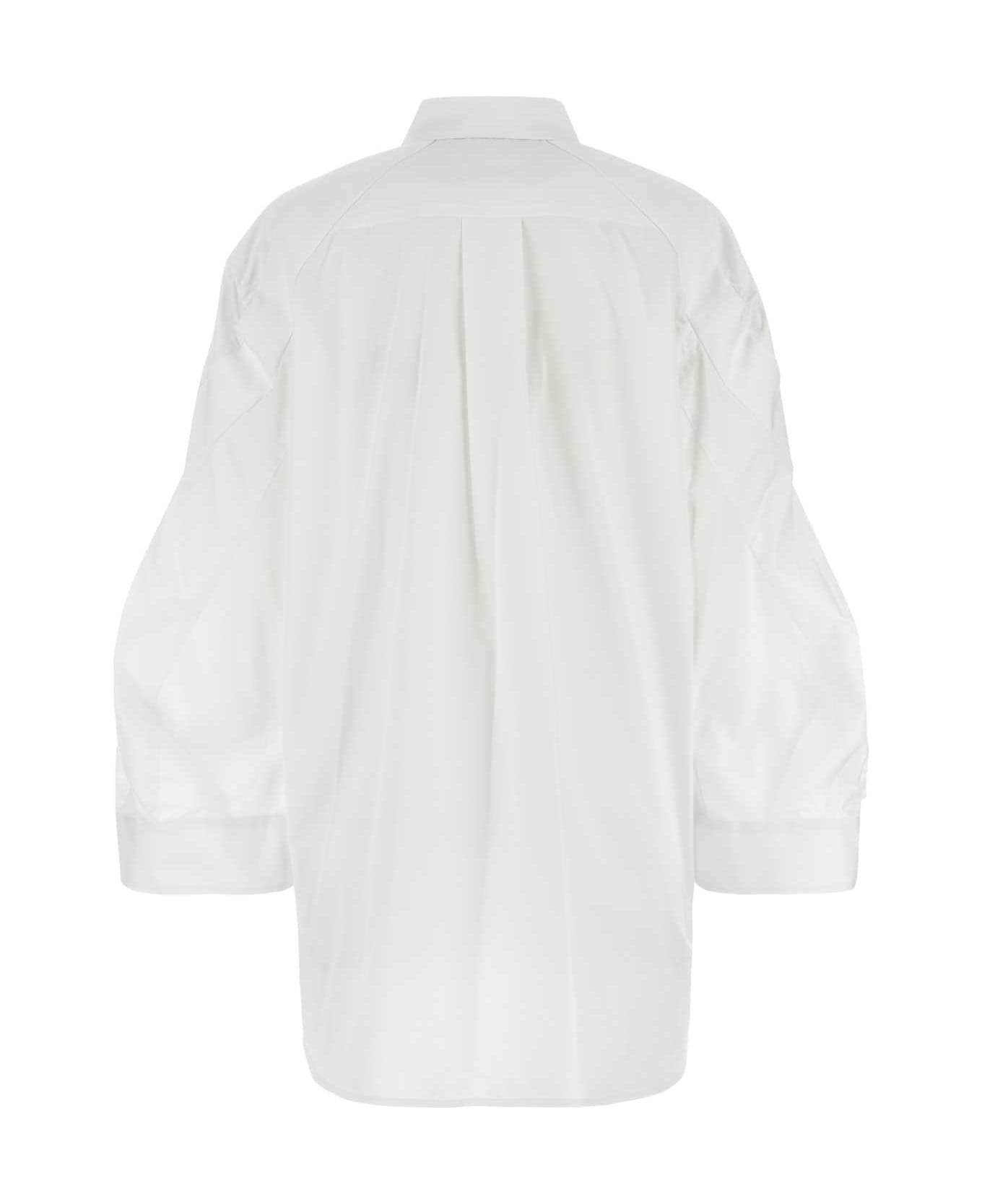 Sacai White Poplin Thomas Mason Shirt Dress - OFFWHITE