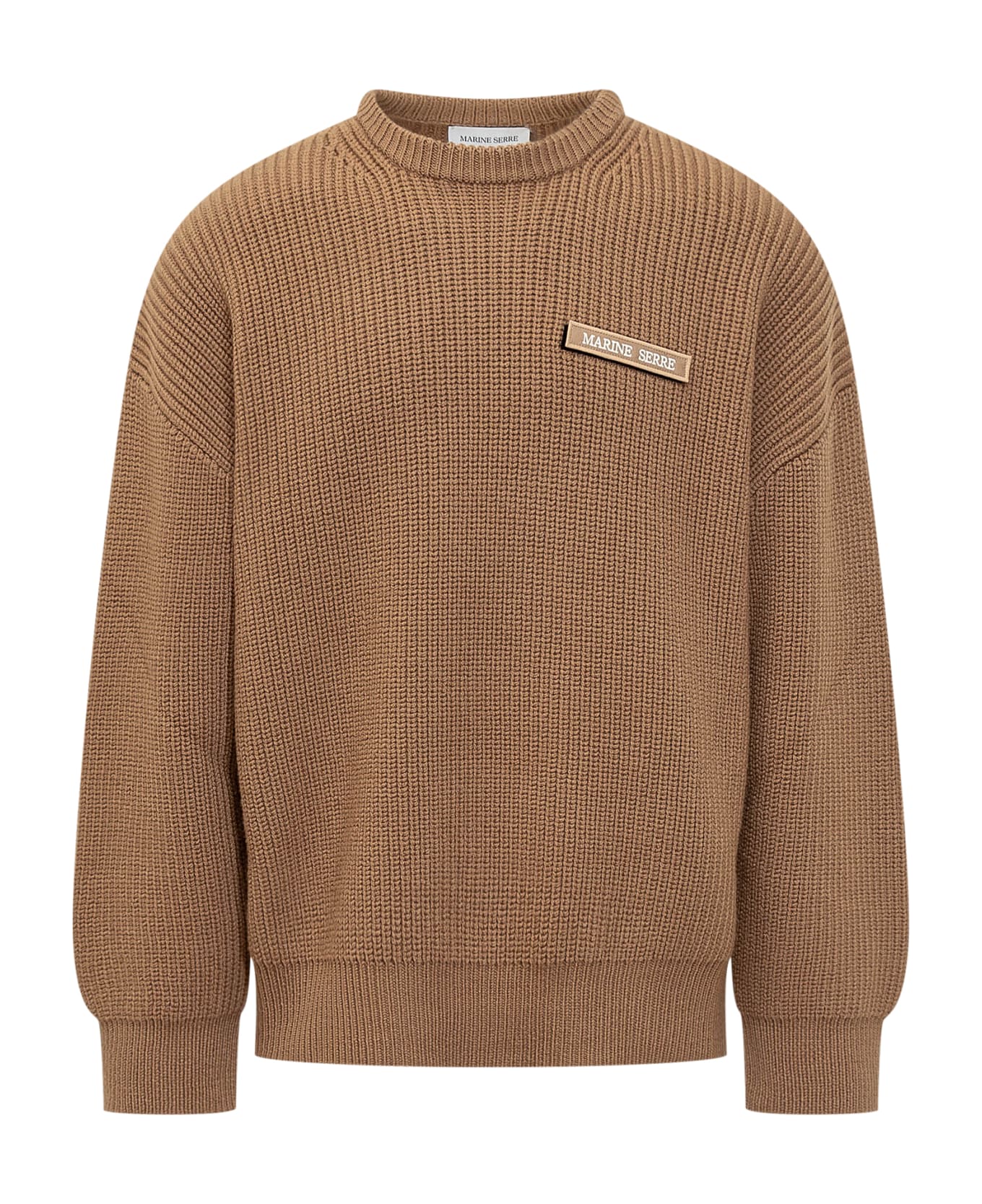 Marine Serre Sweater With Logo - CAMEL