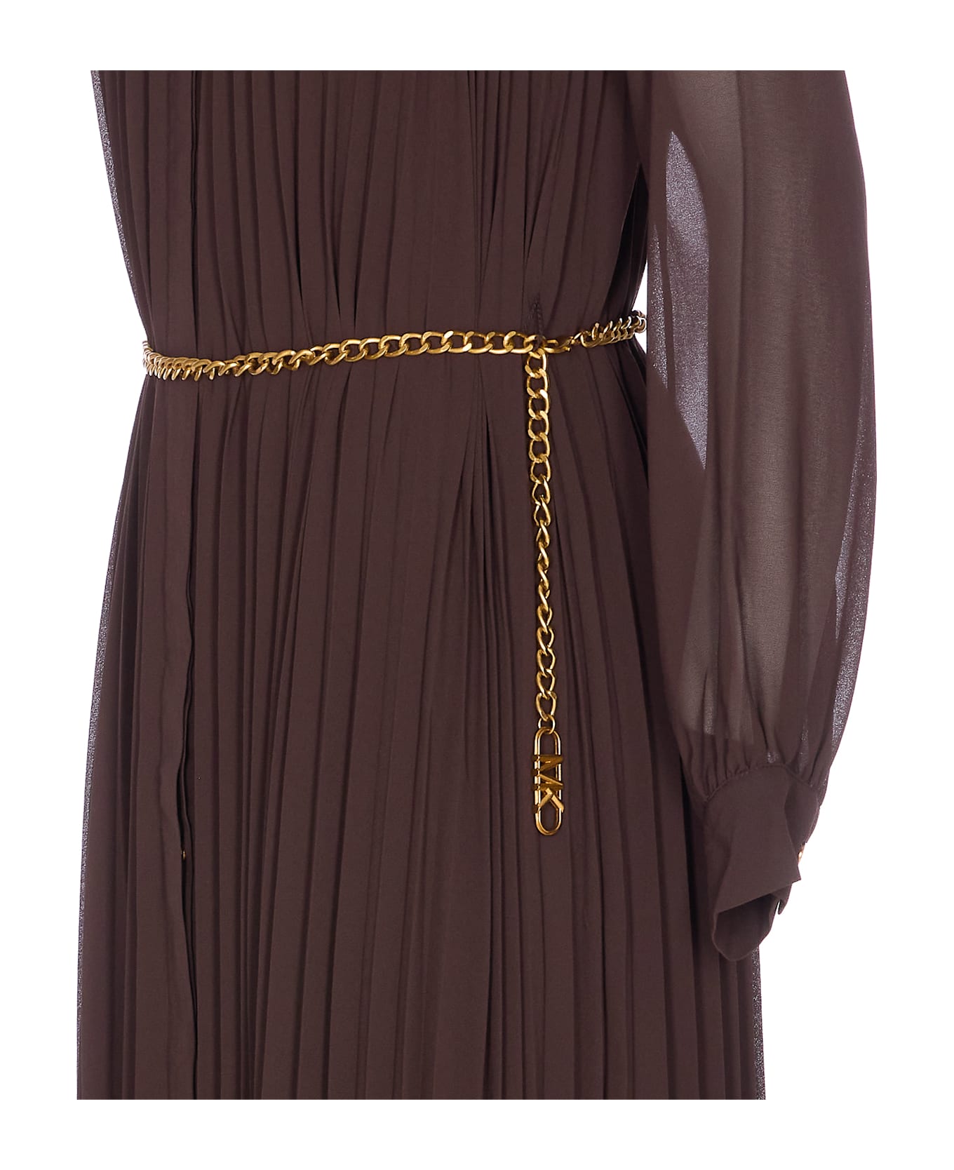 MICHAEL Michael Kors Pleated Shirt Dress - Brown