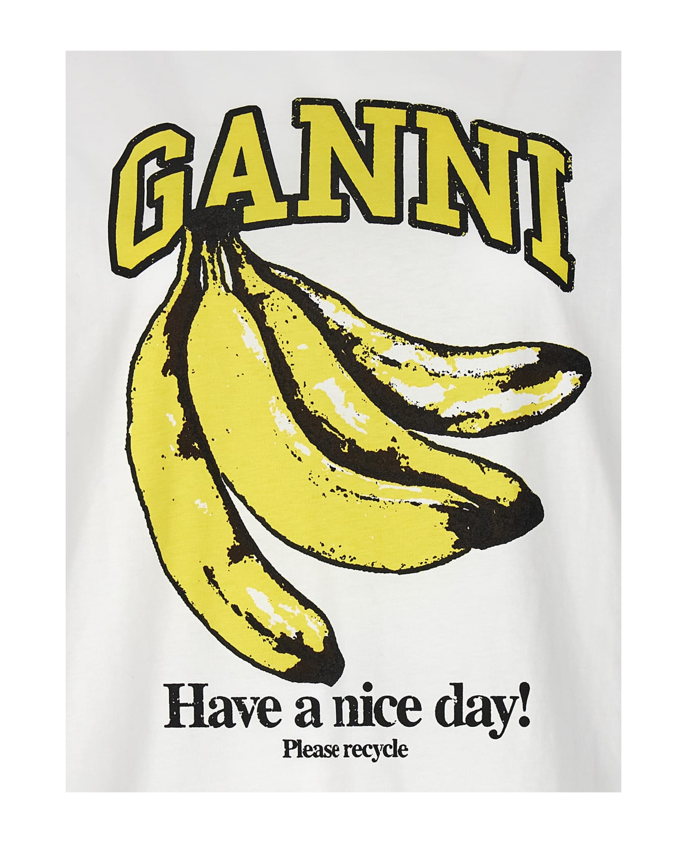 Ganni 'banana' T-shirt - Bright White Tシャツ