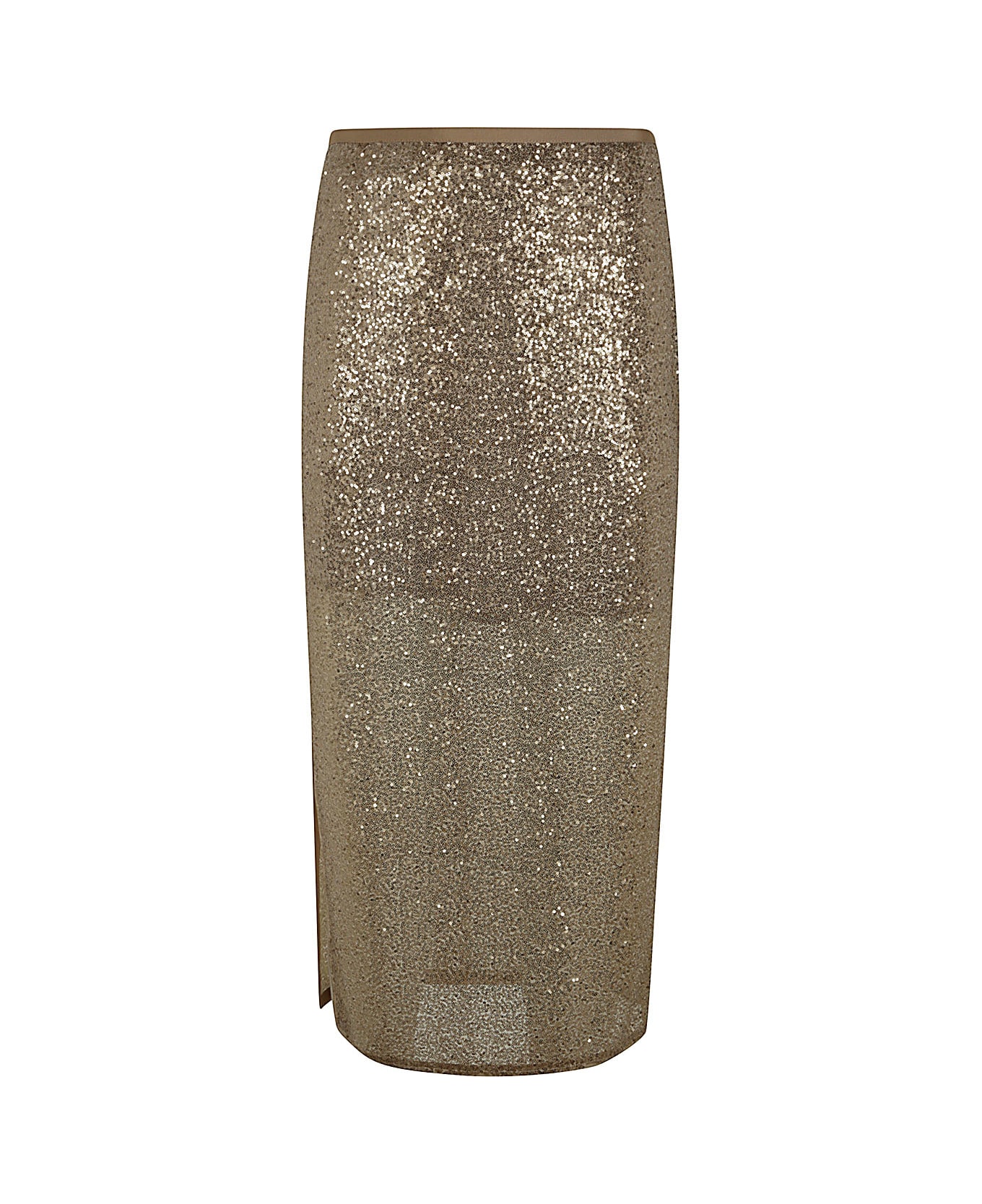 Antonelli Oliver Longuette Skirt With Paillettes - Gold
