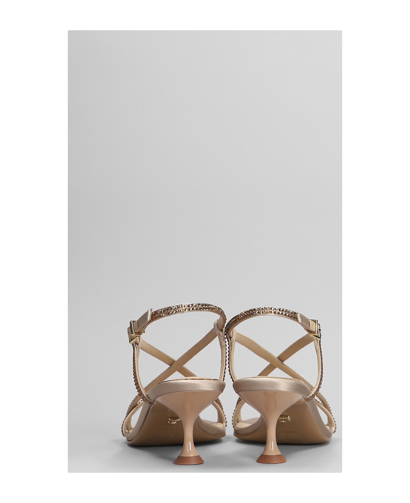 Lola Cruz Liberty Heel 55 Sandals In Powder Satin - powder