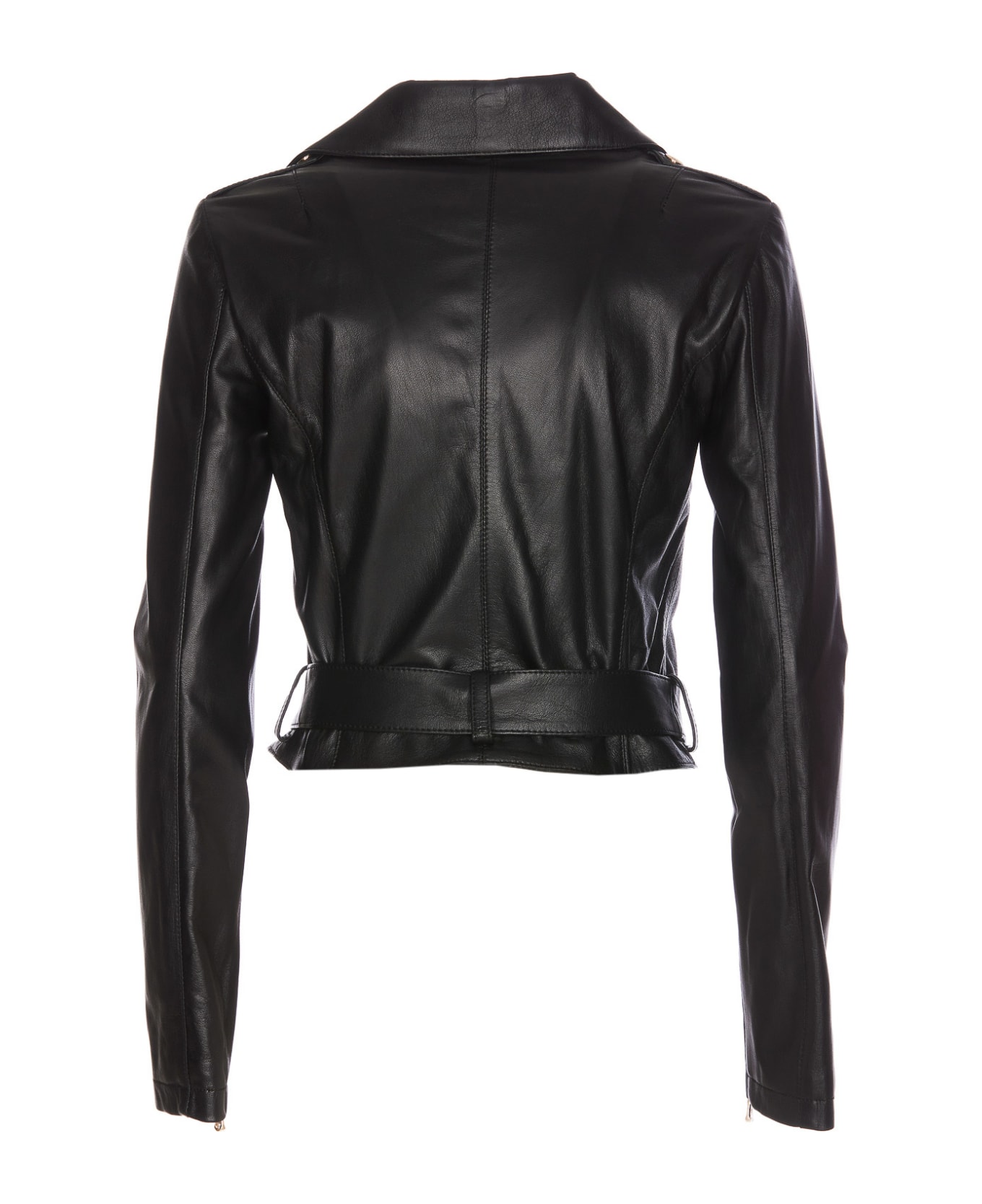 Patrizia Pepe Leather Biker Jacket - Black