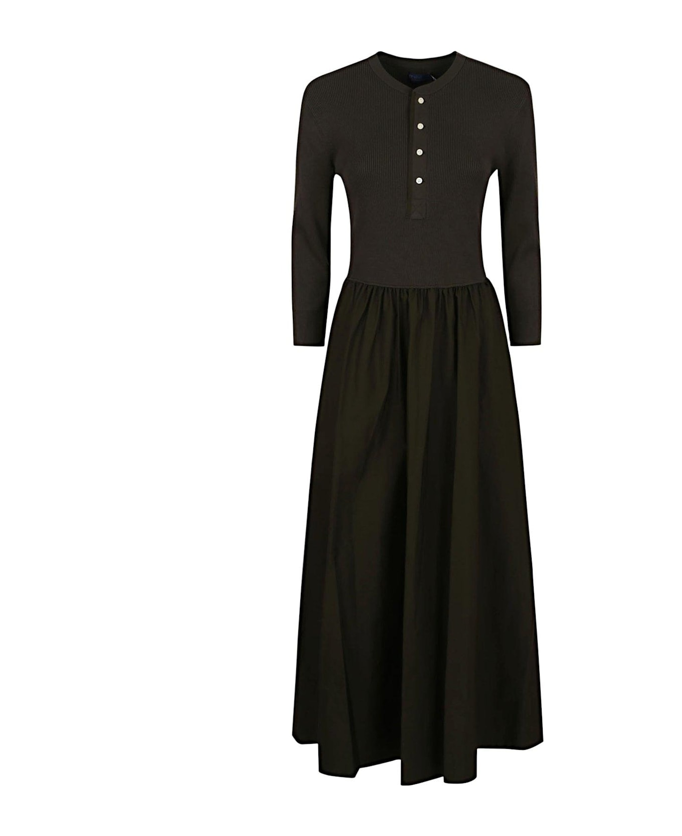 Ralph Lauren Long-sleeved Midi Dress - CANOPY OLIVE