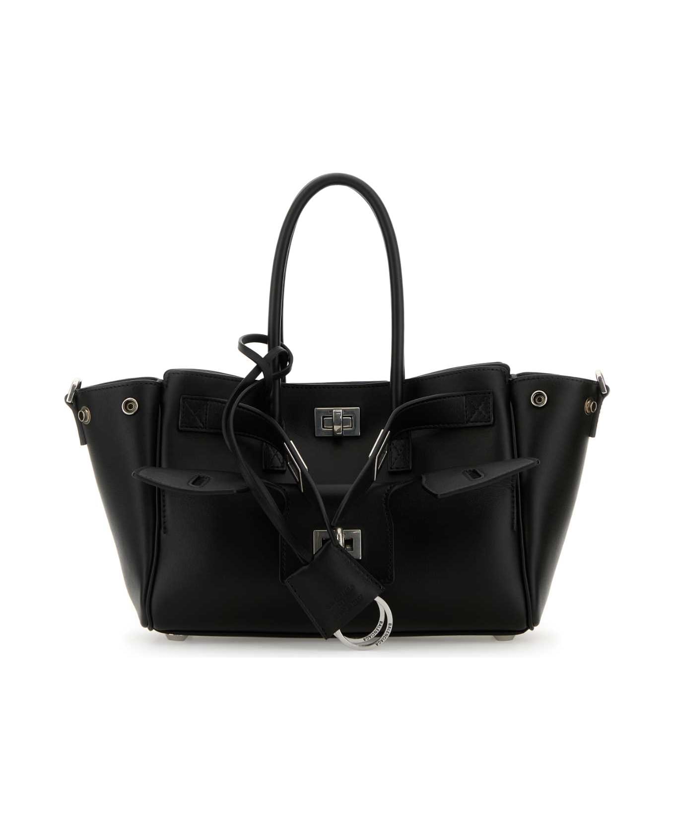 Balenciaga Black Leather Carry All Bel Air Shopping Bag