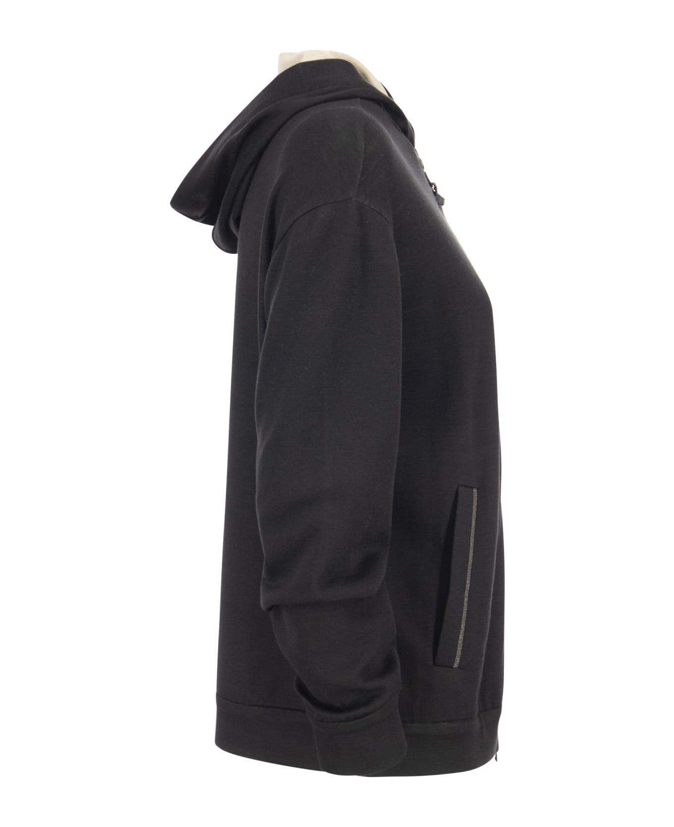 Brunello Cucinelli Cotton-silk Sweatshirt Topwear - Black ジャケット