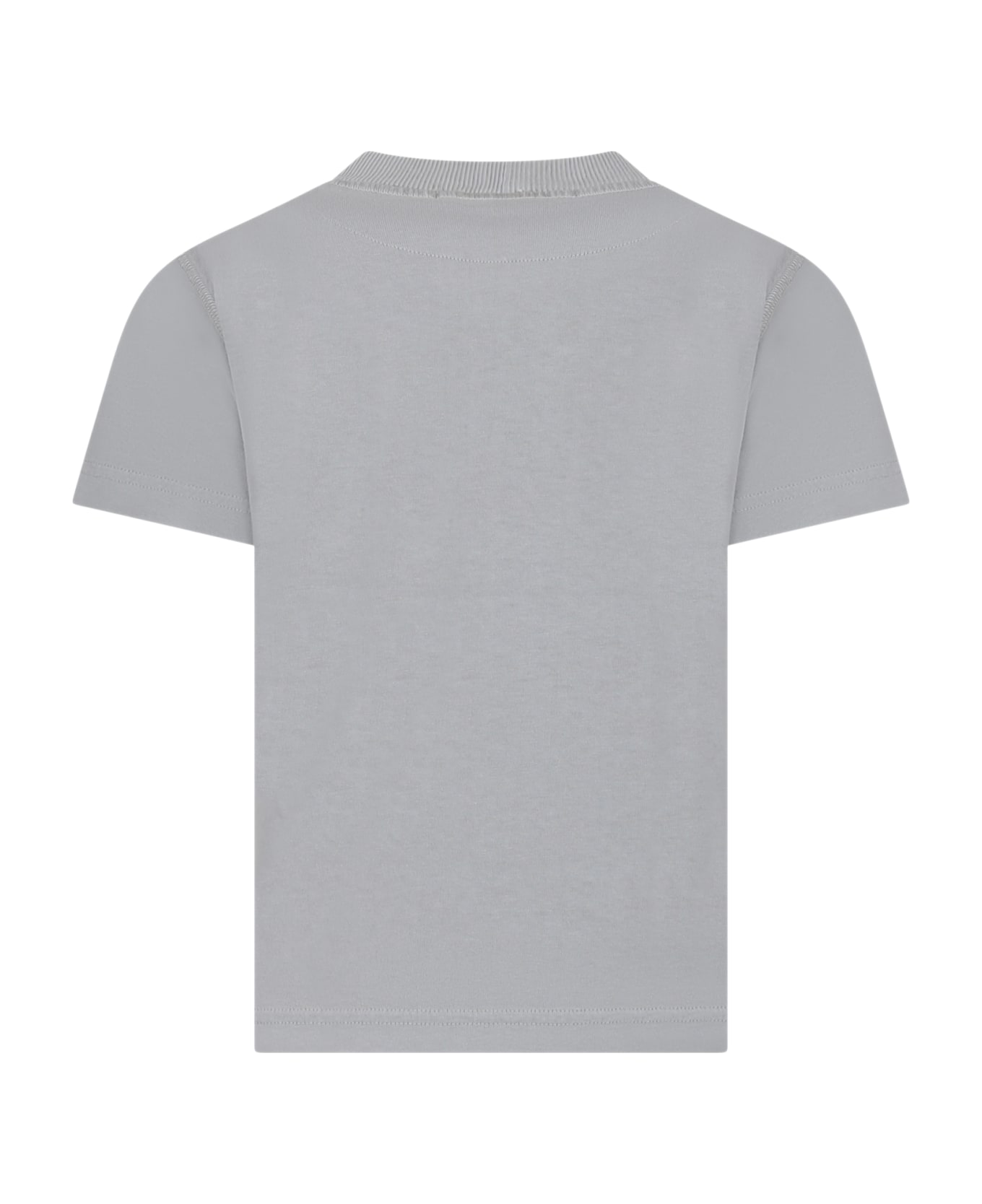 Stone Island Junior Grey T-shirt For Boy With Logo - Pearl grey