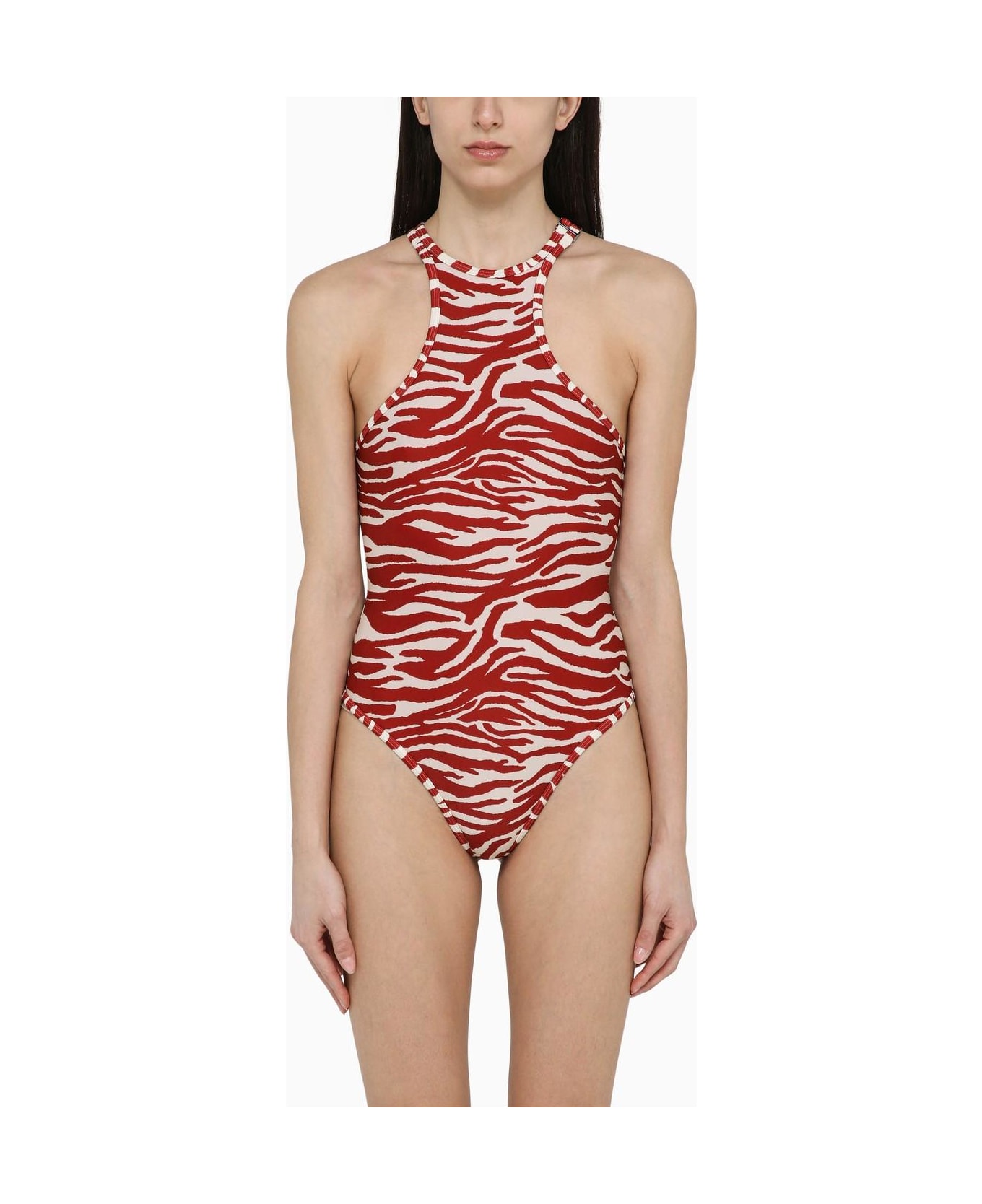 The Attico Zebra Print White\/red One-piece Swimming Costume - Red スウェットパンツ