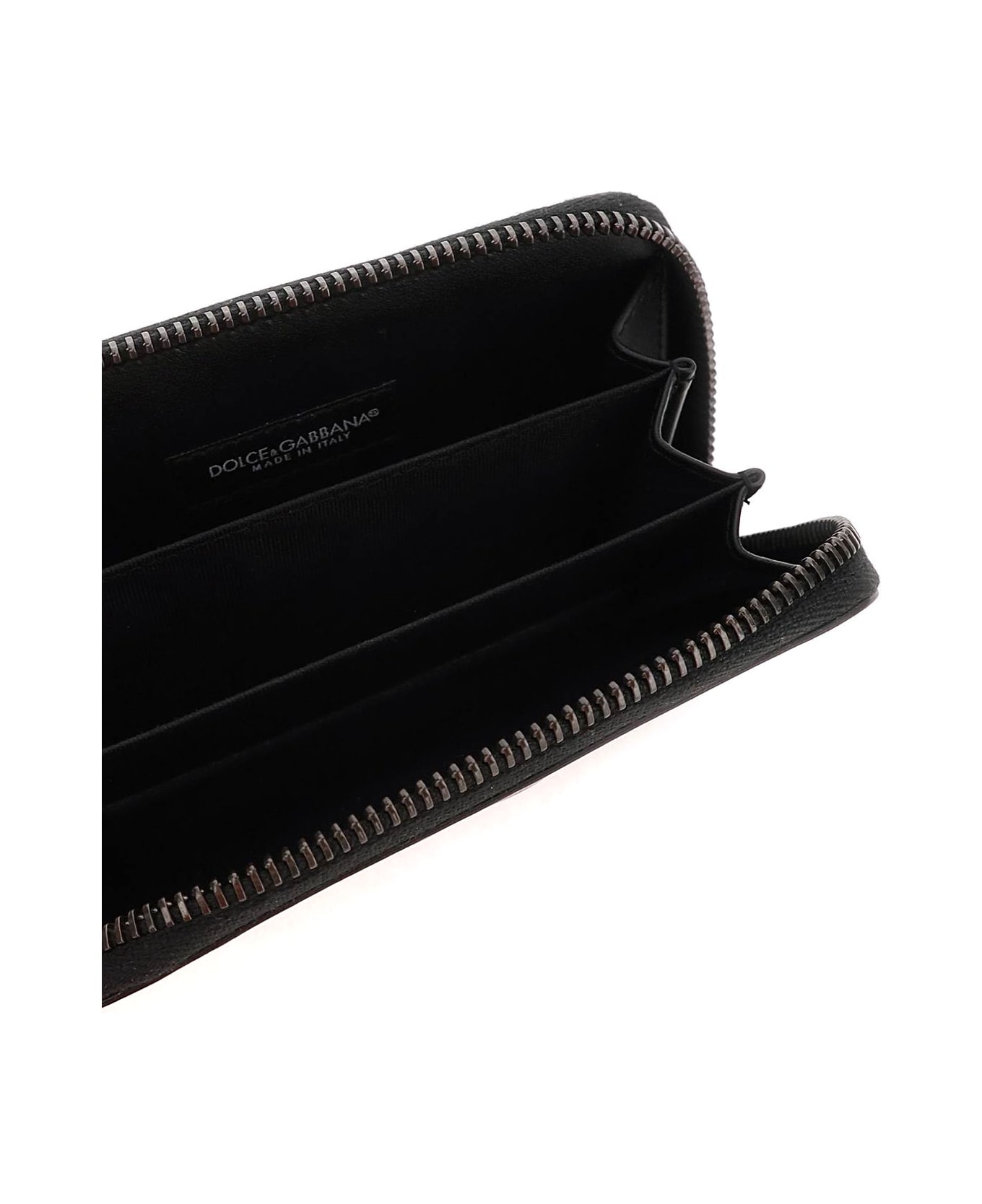 Dolce & Gabbana Logo Plaque Zipped Compact Wallet - BLACK (Black) 財布