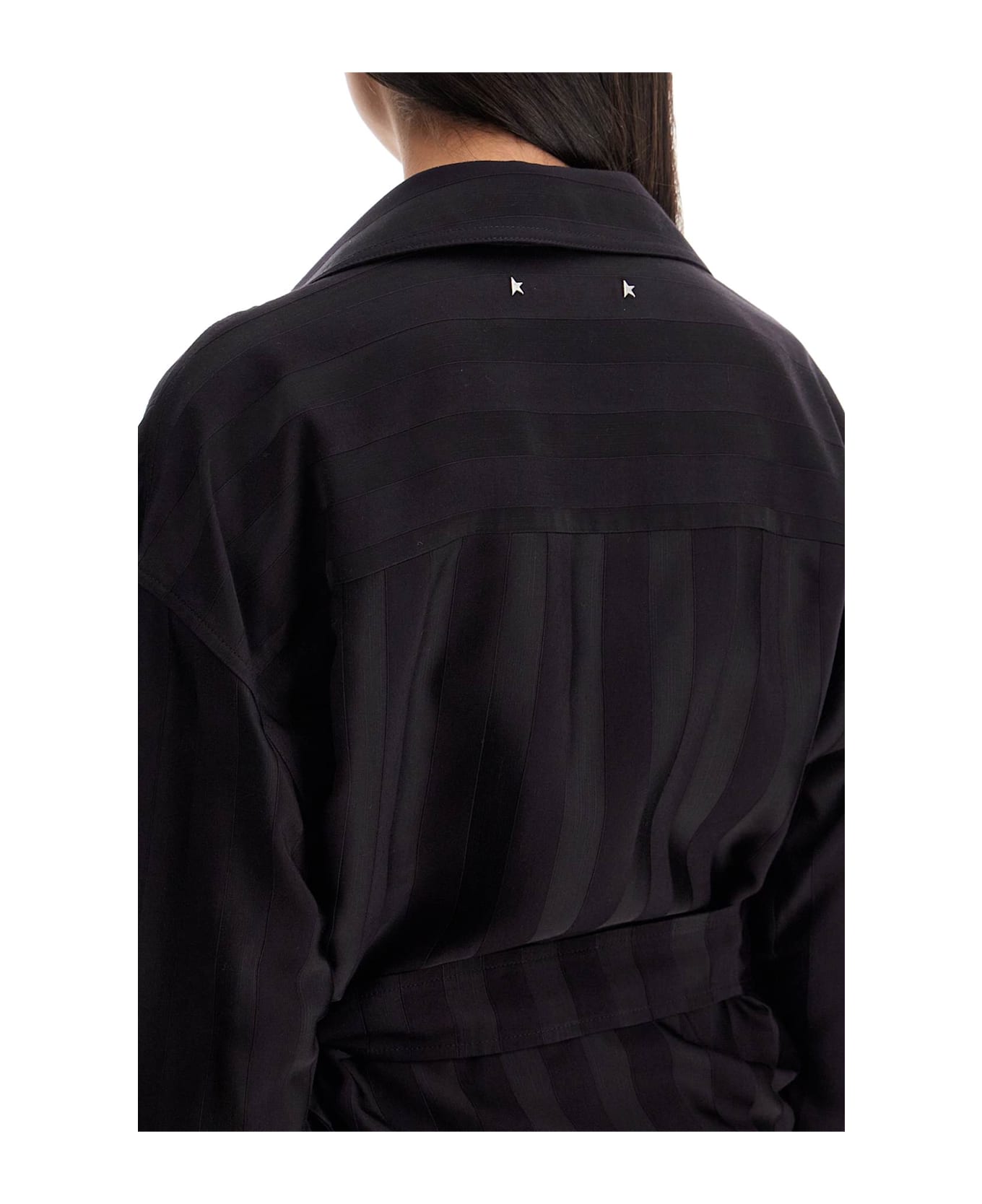 Golden Goose Women's Wrap Shirt In Night Stripe Viscose - NIGHT SHADE (Black)