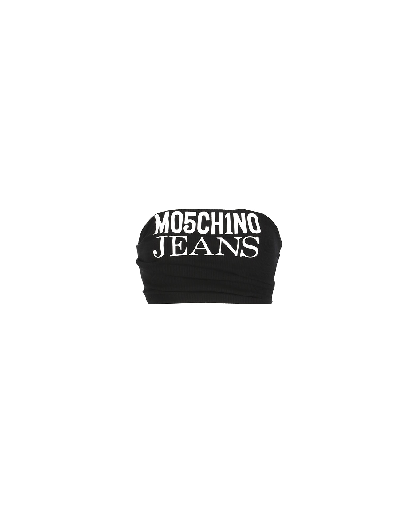M05CH1N0 Jeans Top With Logo - Black