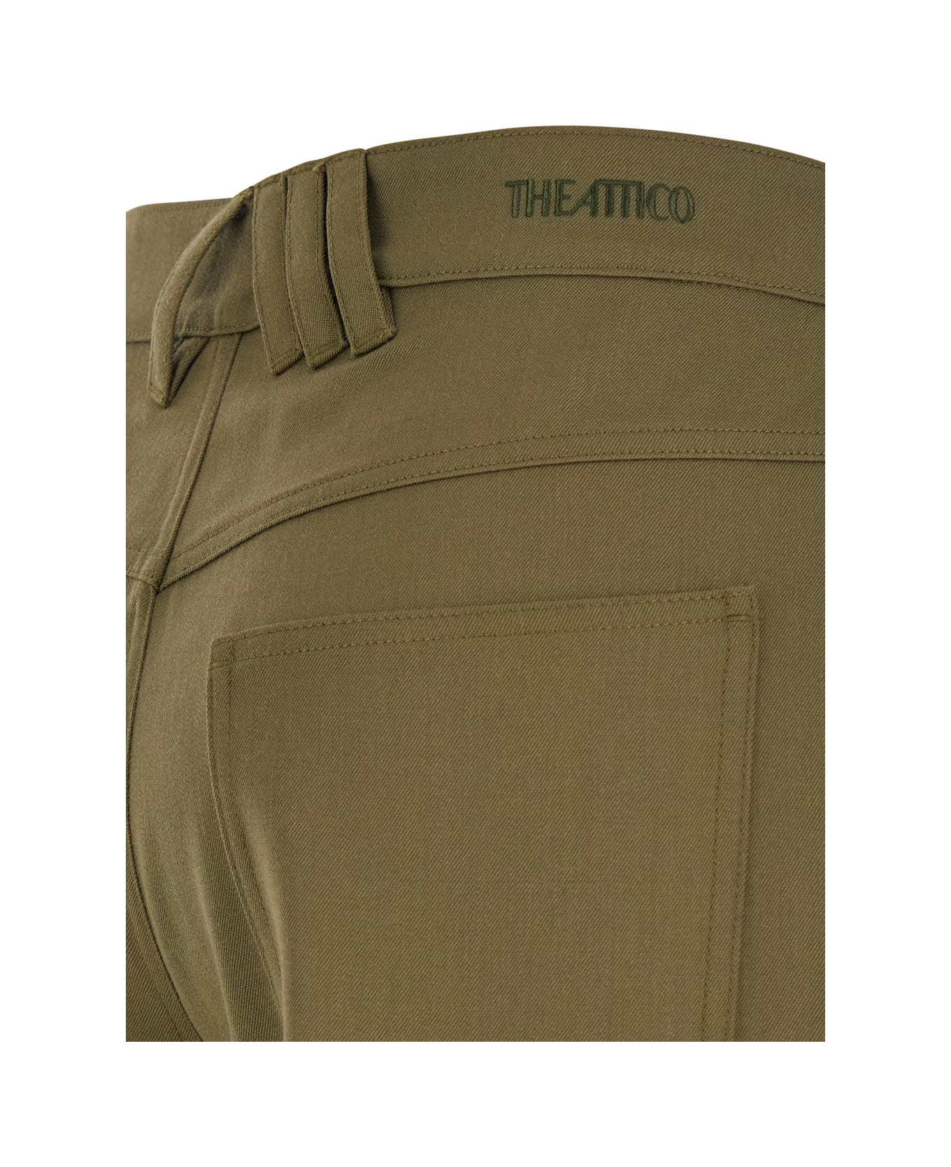 The Attico Green Trousers With Belt Loops And Logo On The Back In Fabric Woman