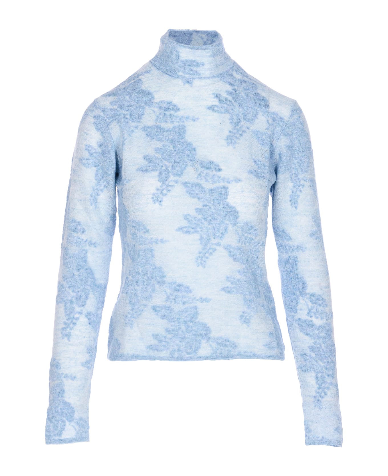 Ganni Sheer Flower Sweater - Blue
