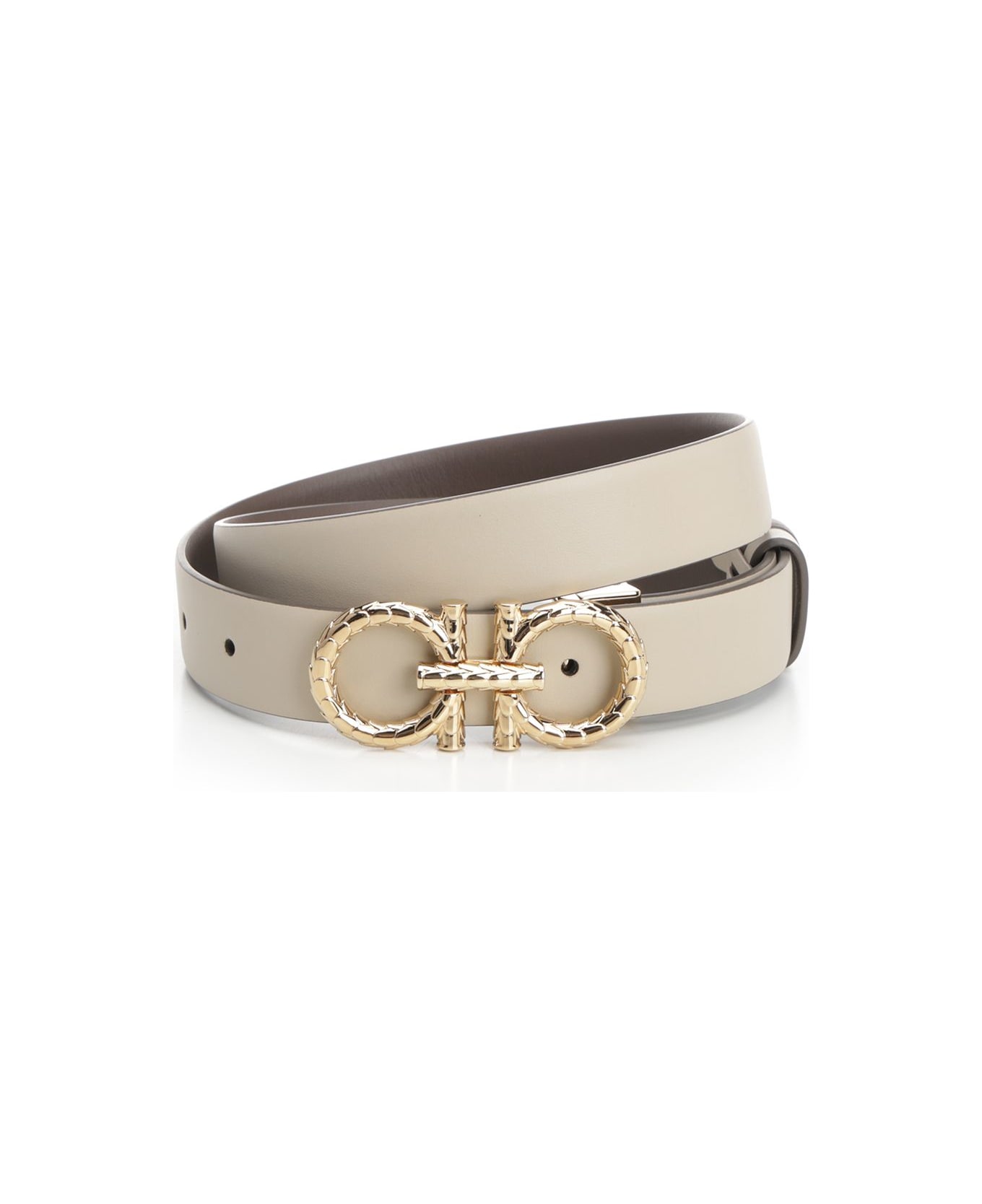 Ferragamo "gancini" Double-face Belt - Beige