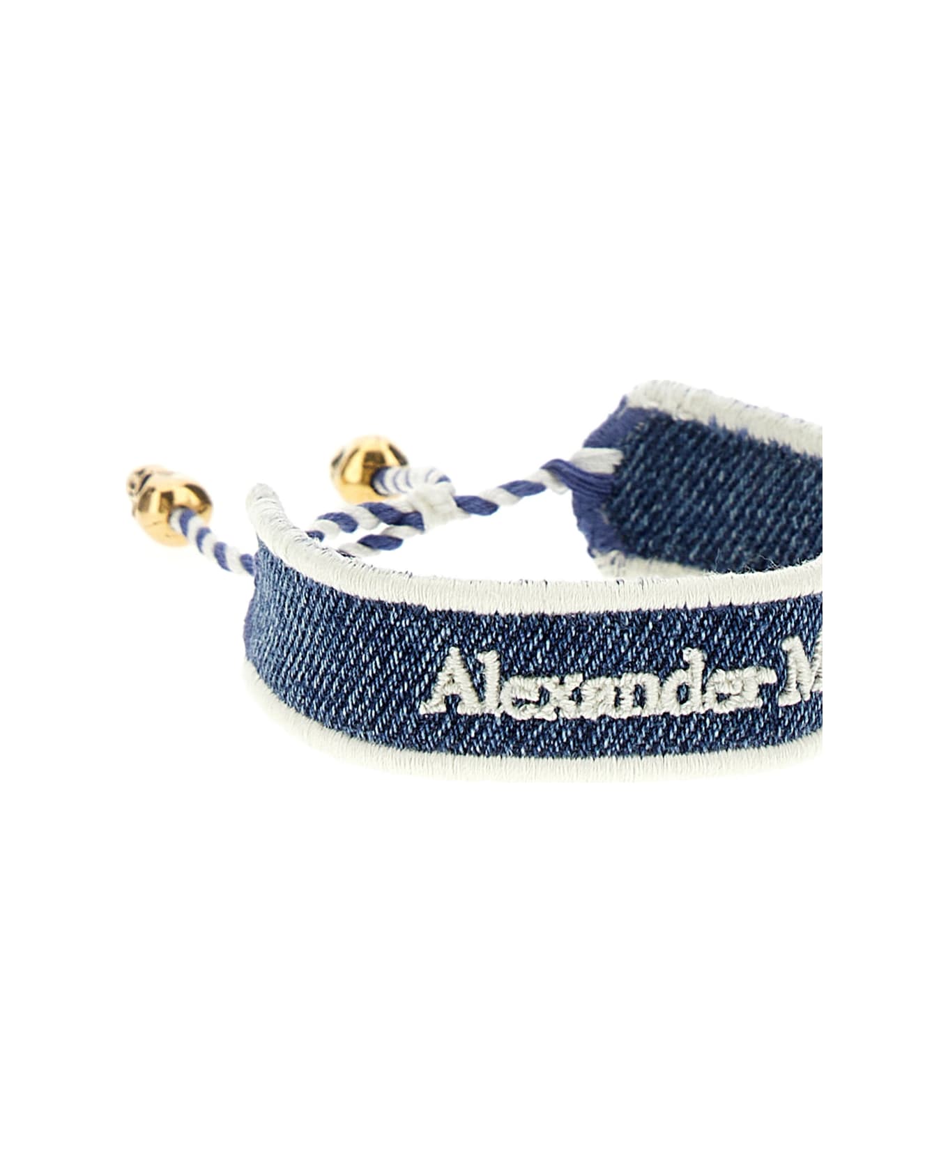 Alexander McQueen Denim Bracelet With Embroidered Logo - Blue ブレスレット