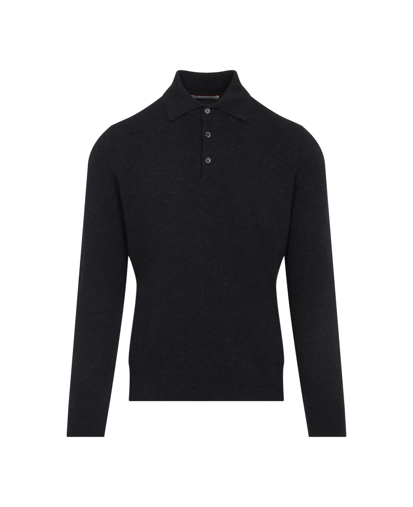 Brunello Cucinelli Cashmere Ls Polo - Carbone