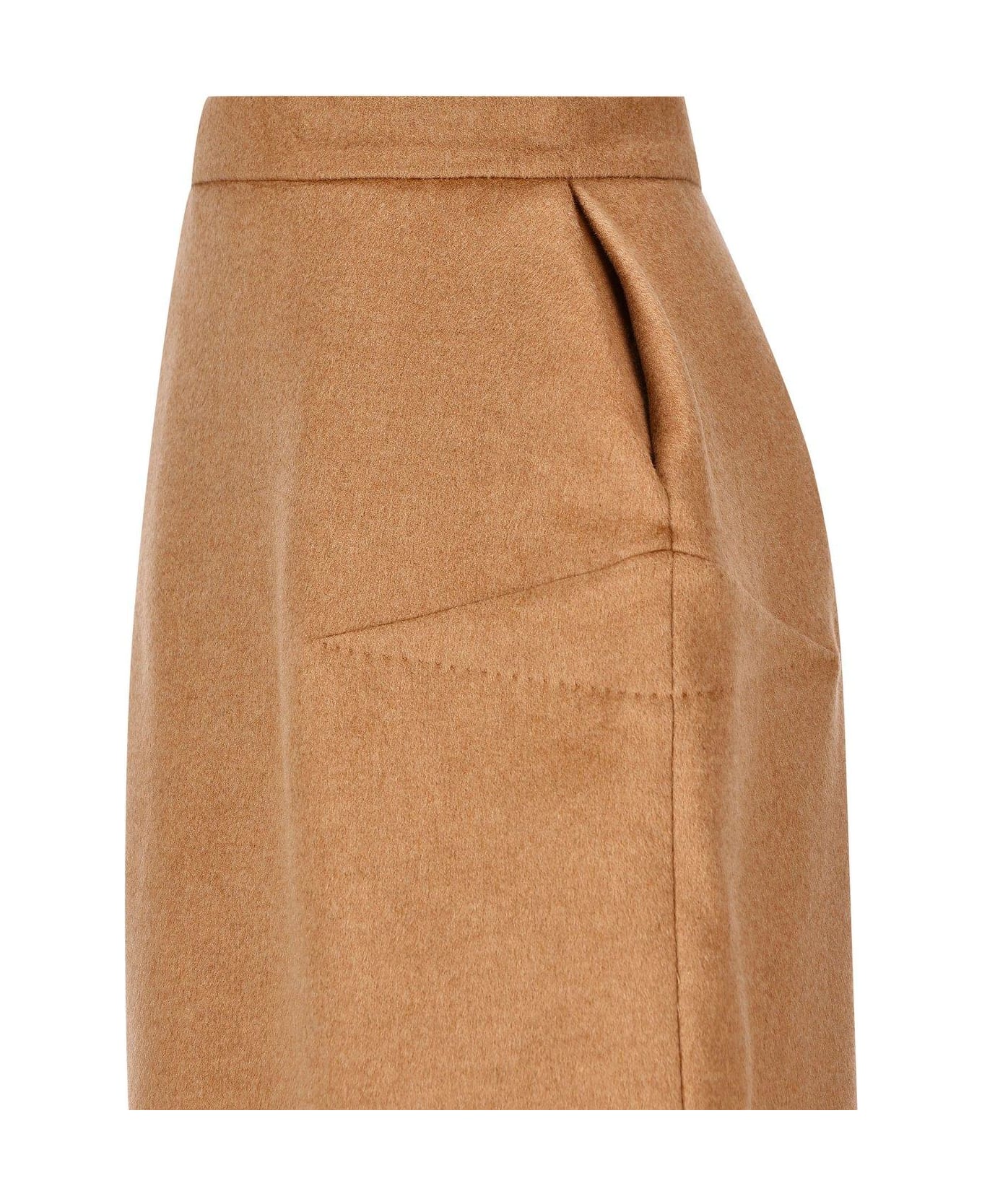 Max Mara High Waist Zip Detailed Skirt - Brown