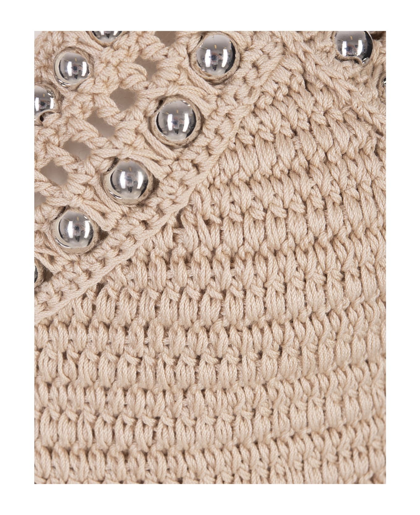 Paco Rabanne Beige Crochet Top With Pearls - BEIGE