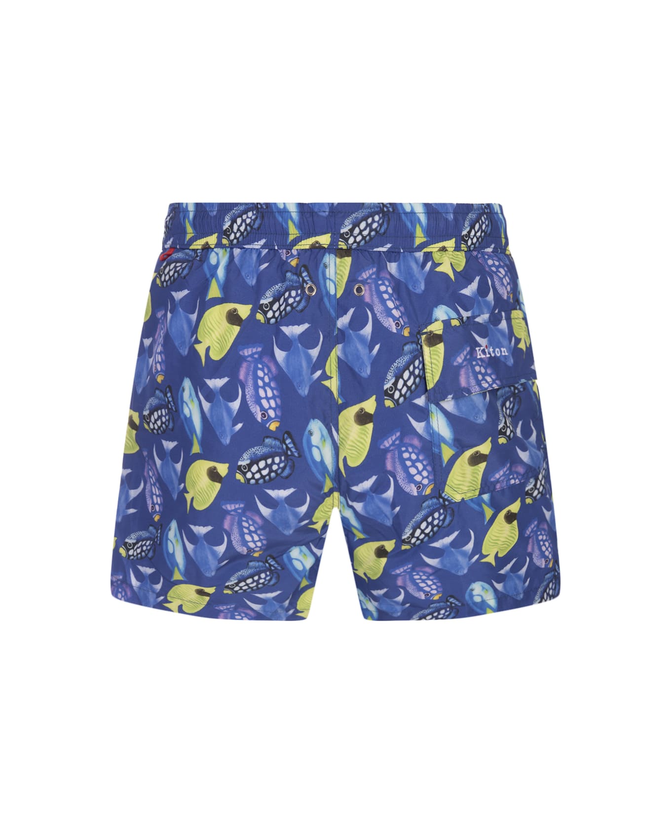 Kiton Blue Swim Shorts With Fish Print - Blue