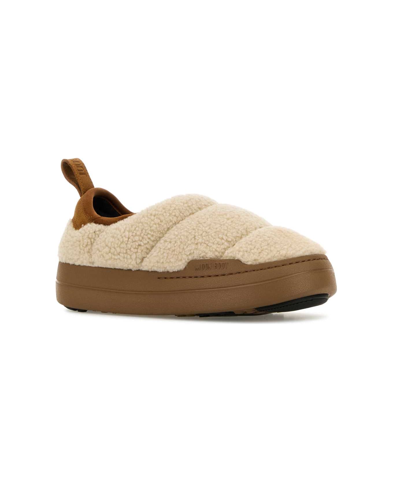 Moon Boot Sand Teddy Fabric Mb Park Puffer Slip On - ECRU