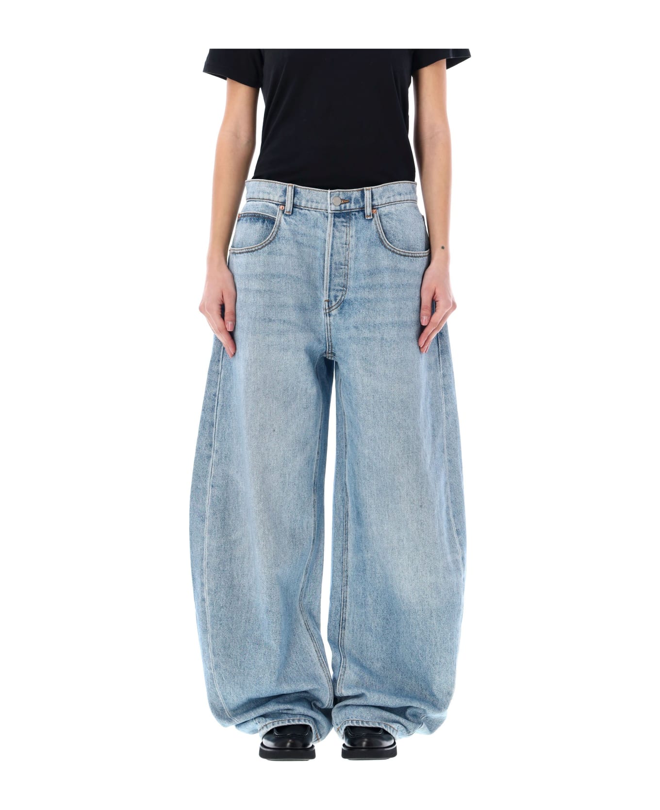 Alexander Wang Oversized Rounded Low Rise Jeans - PEBBLE LIGHT BLUE
