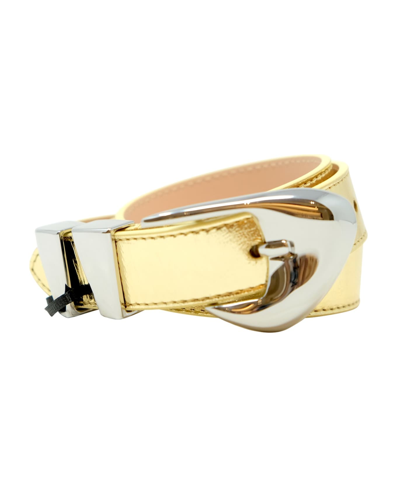 BY FAR Gold Leather Moore Metallic Belt - GOLD
