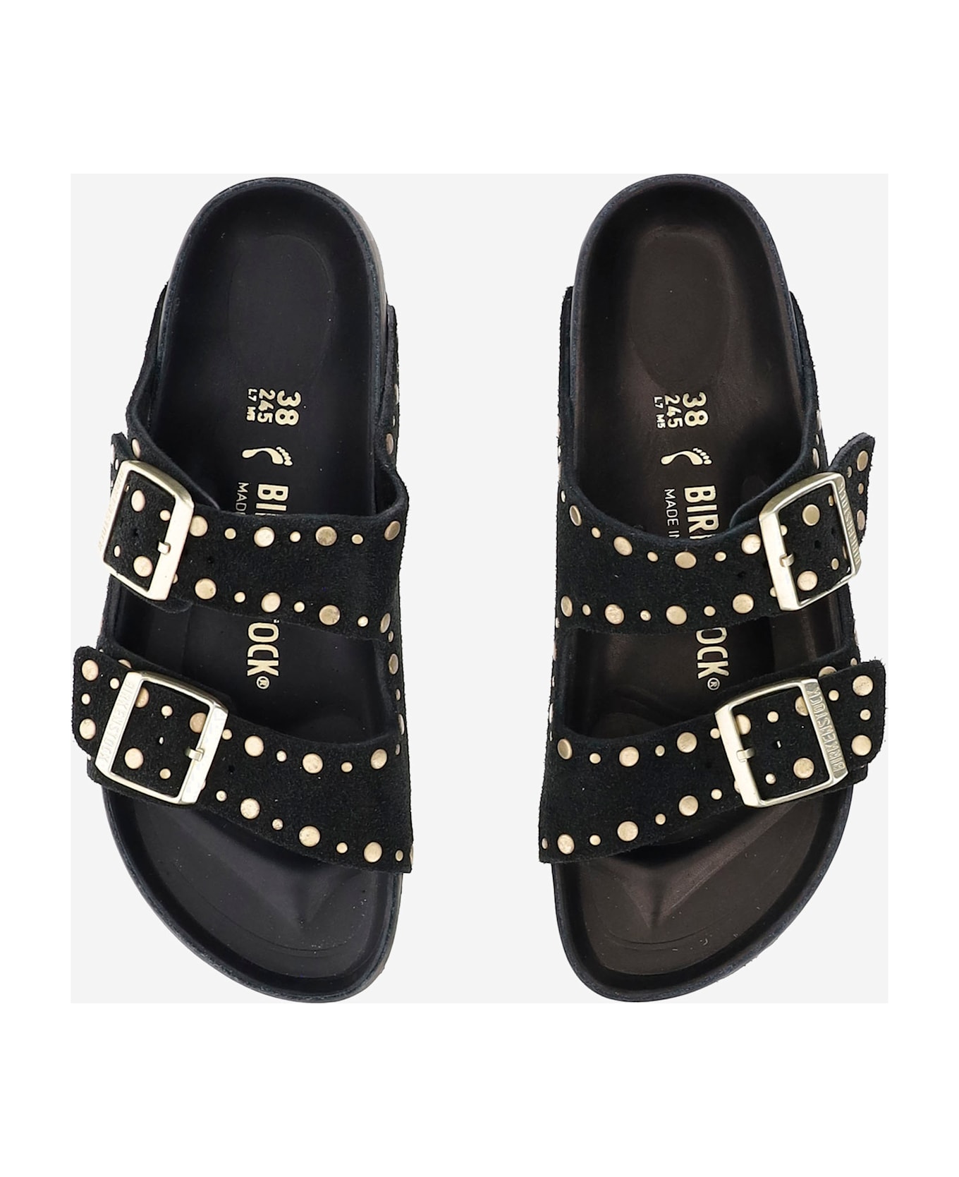 Birkenstock Sandals Arizona Rivet In Suede - Black