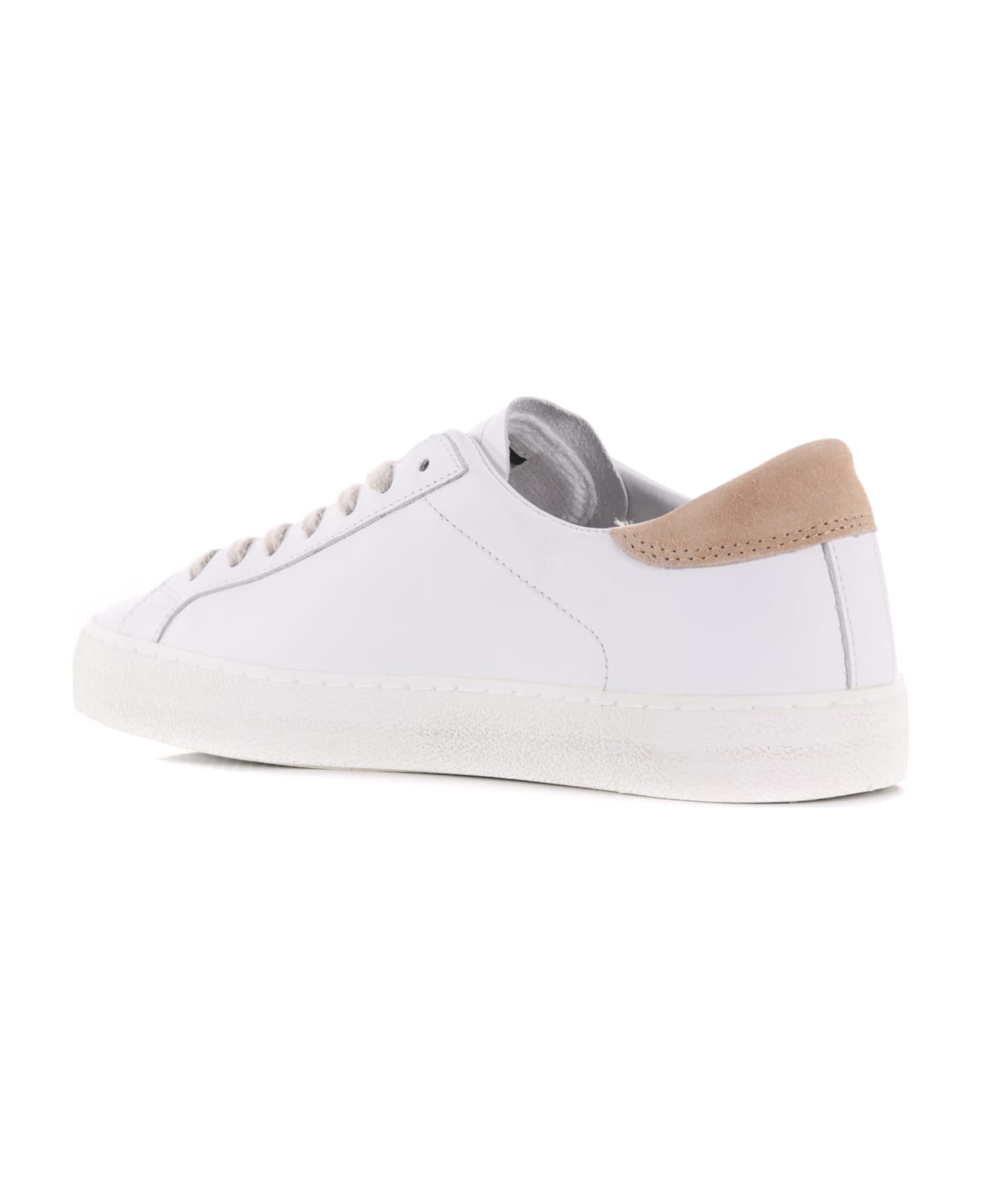 D.A.T.E. Sneakers "hill Low Calf Vintage" In Leather - Bianco/sabbia