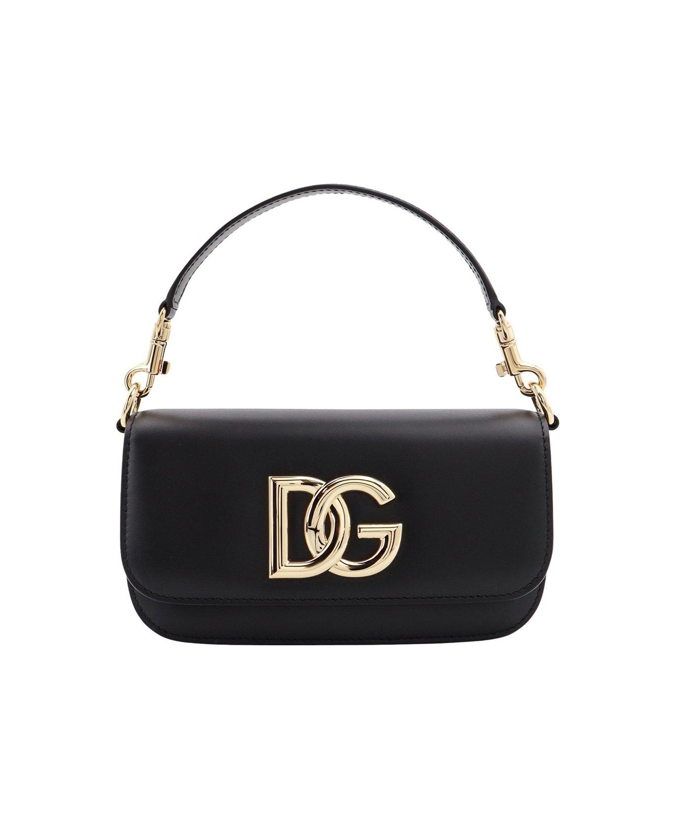 Dolce & Gabbana 3.5 Logo Plaque Small Shoulder Bag - BLACK