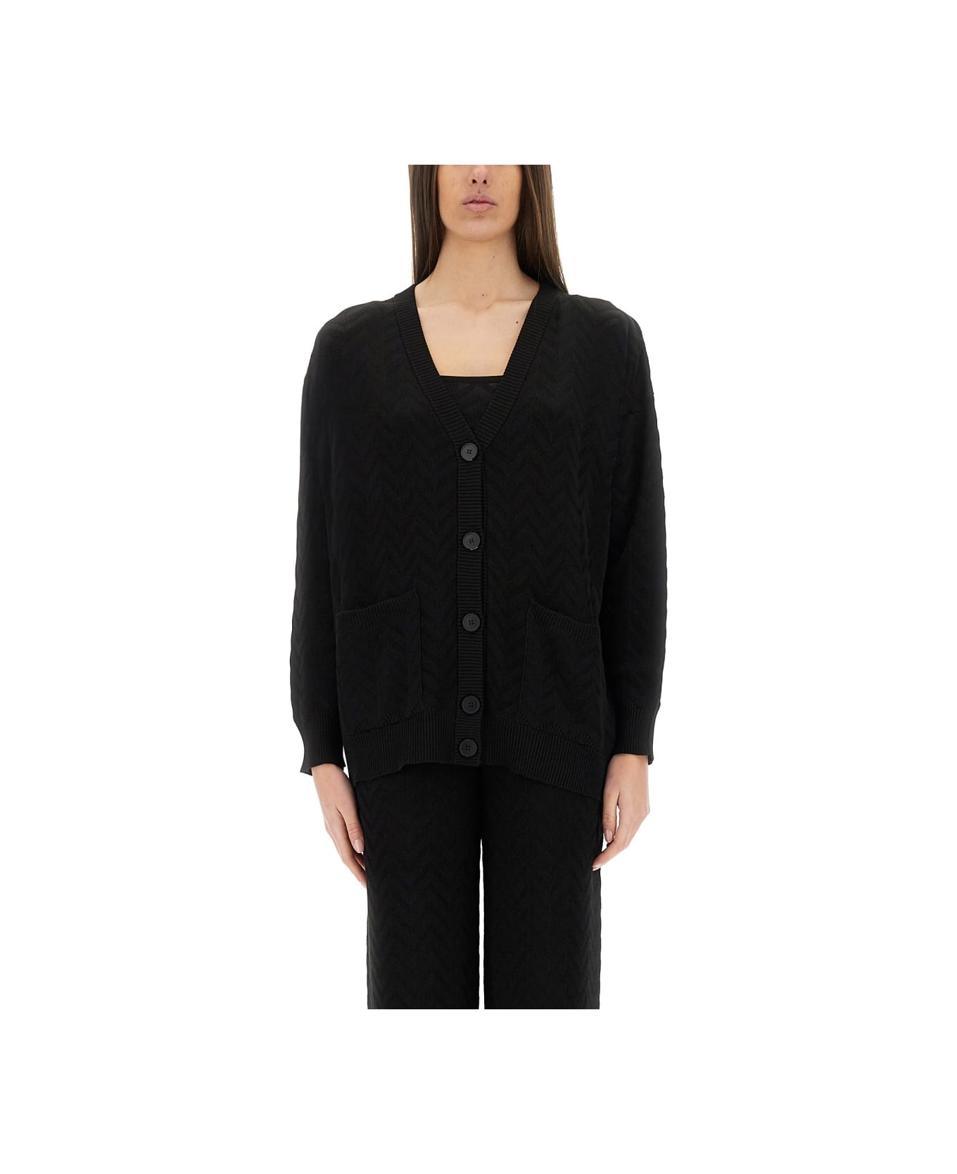 Missoni Chevron Pattern Cardigan - BLACK