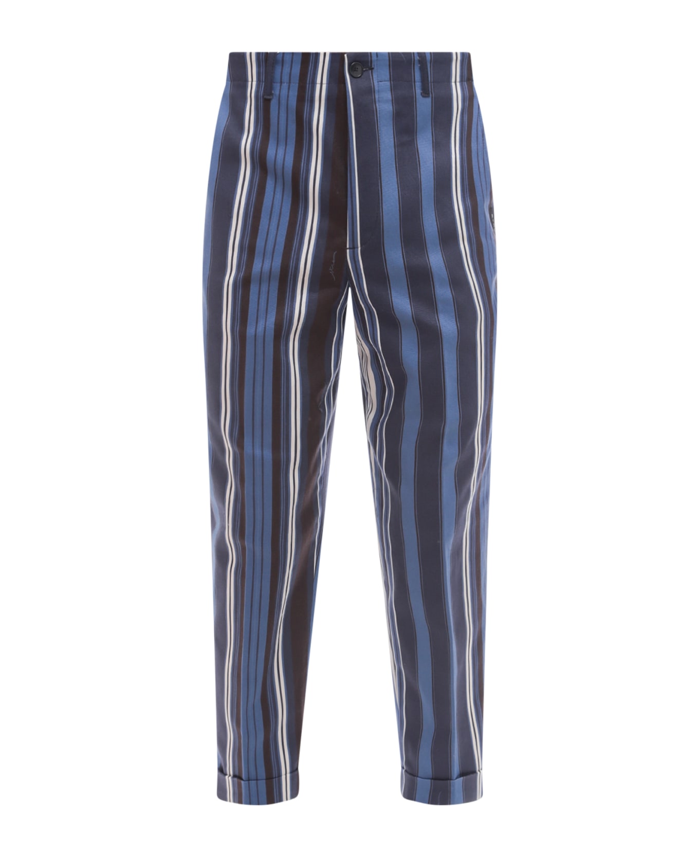 Etro Embroidered Stretch Cotton Pant - Blue