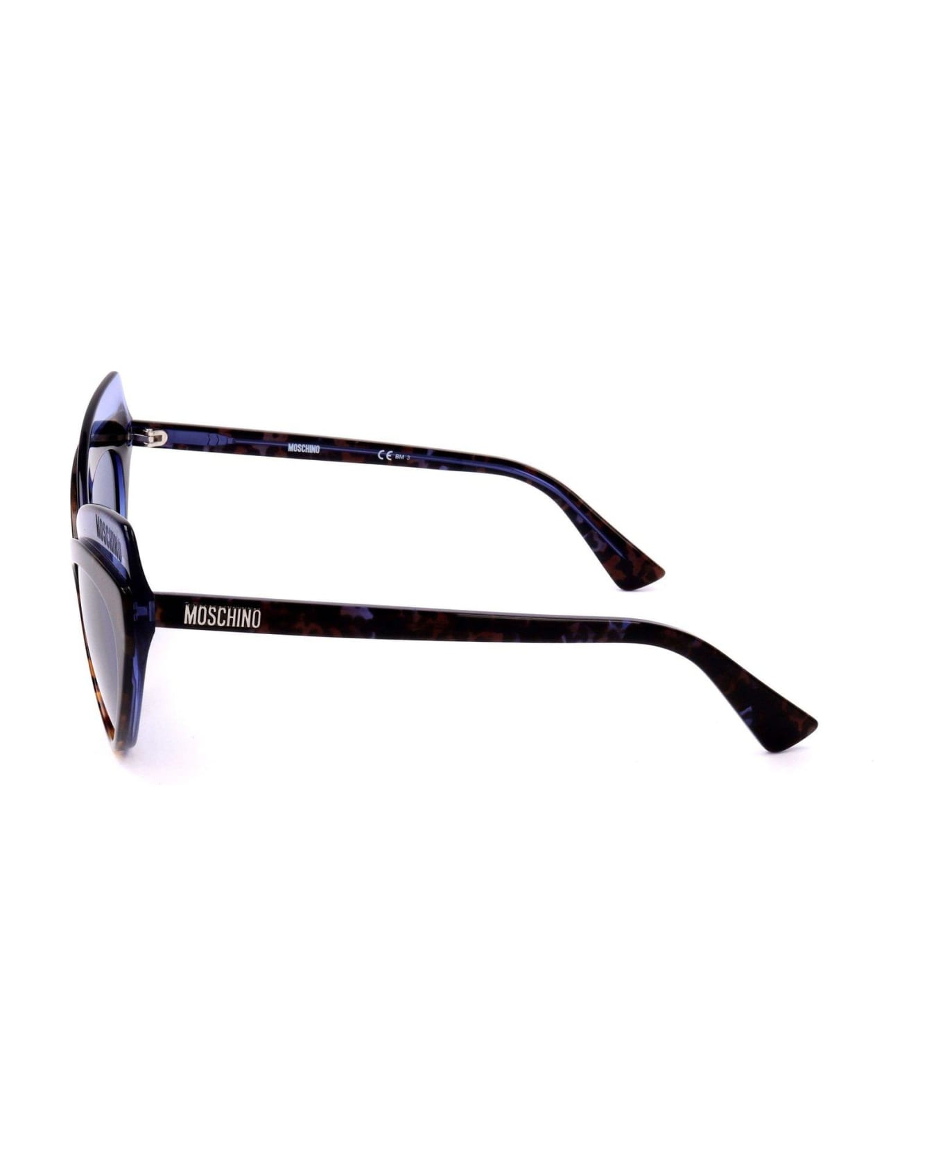 Moschino Double Cat-eye Frame Tinted Sunglasses - IPR/KU HAVANA BLUE