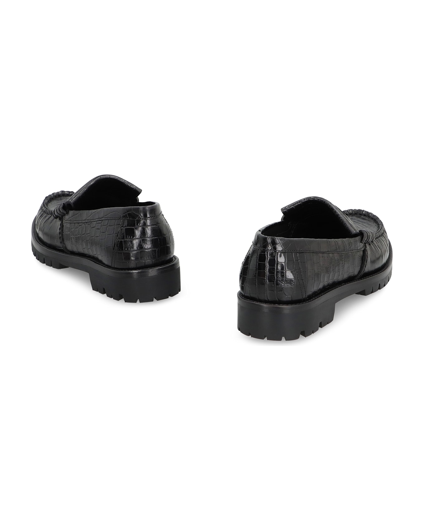 Rhude Printed Leather Loafers - black