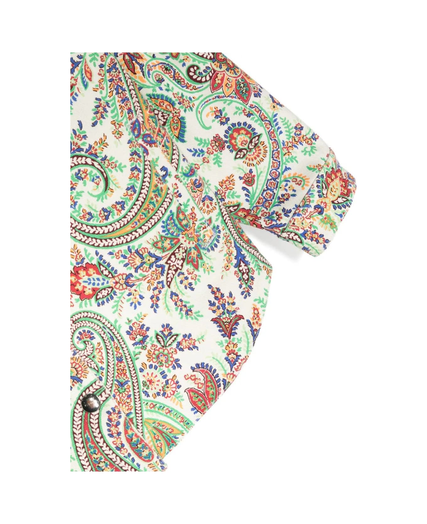 Etro White Denim Jacket With Multicolour Paisley Pattern - Multicolour
