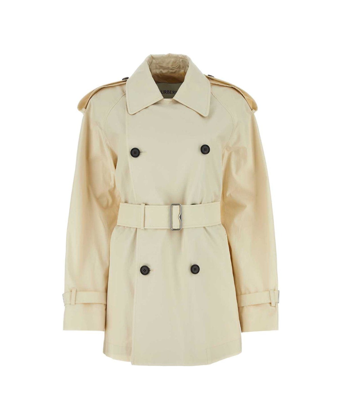 Burberry Double Breasted Belted Trench Coat - White