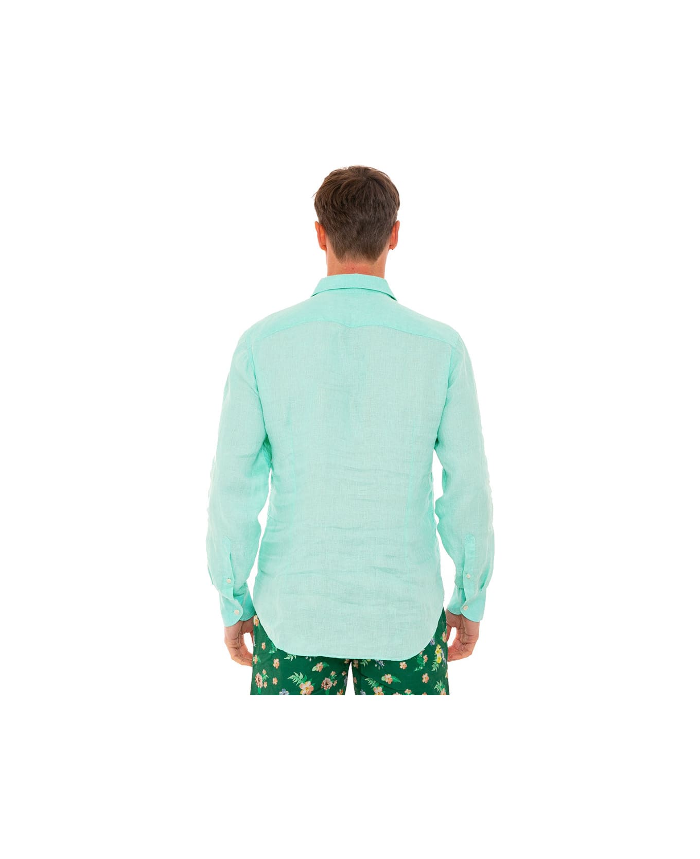 MC2 Saint Barth Man Turquoise Linen Pamplona Shirt - GREEN シャツ