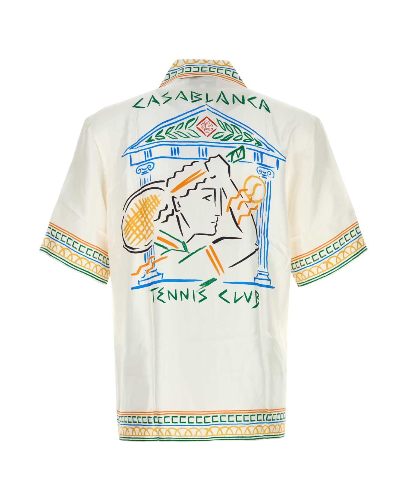 Casablanca The Crayon Temple Silk Shirt In White - WHITE