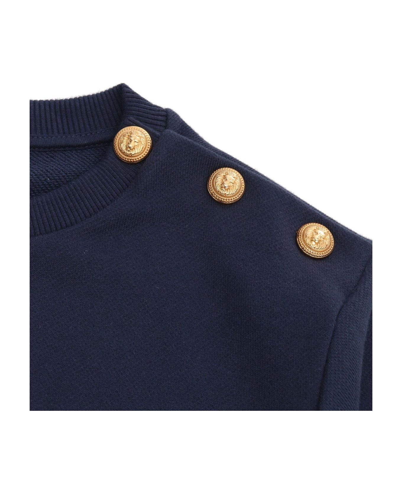 Balmain Logo Printed Button-detailed Sweatshirt - Or