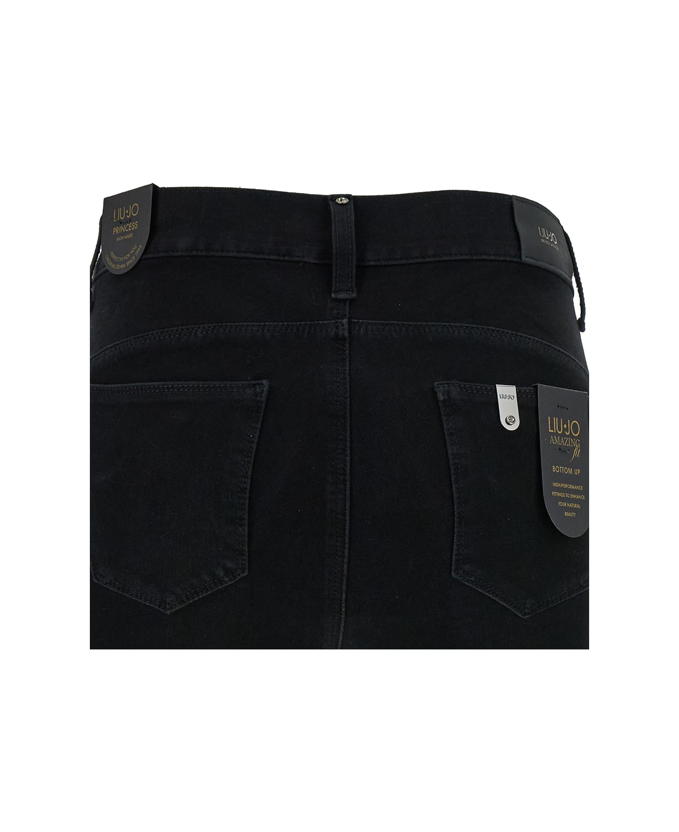 Liu-Jo Black Slightly Flared Five Pocket Jeans In Cotton Denim Woman - Black