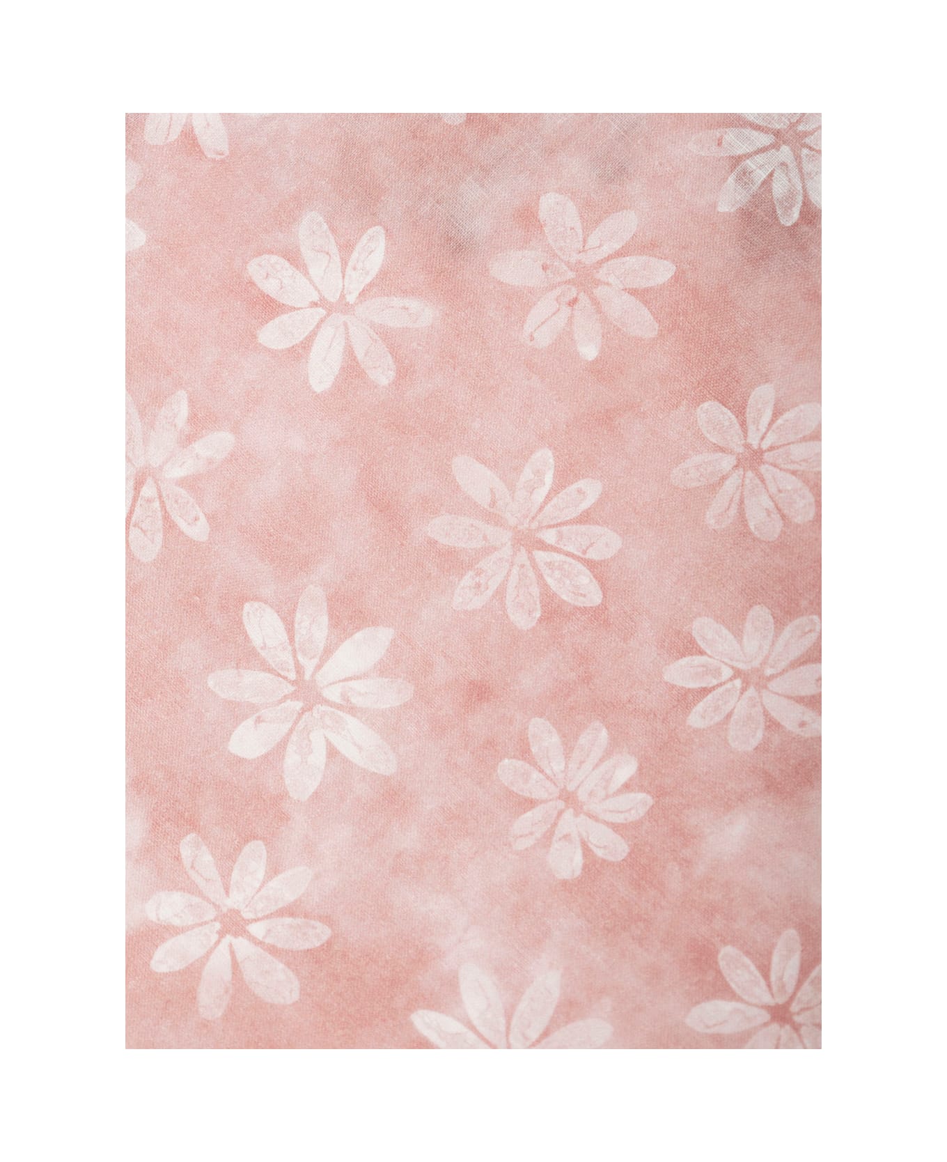 Il Gufo Pink Sleeveless Top With Round Neck And All-over Floral Motif In Linen Girl - Pink