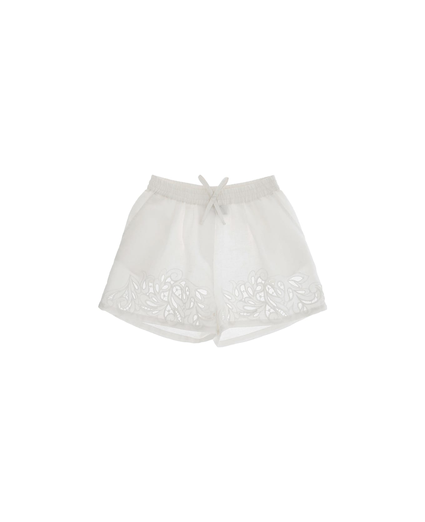 Ermanno Scervino Junior White Shorts With Embroidery - White