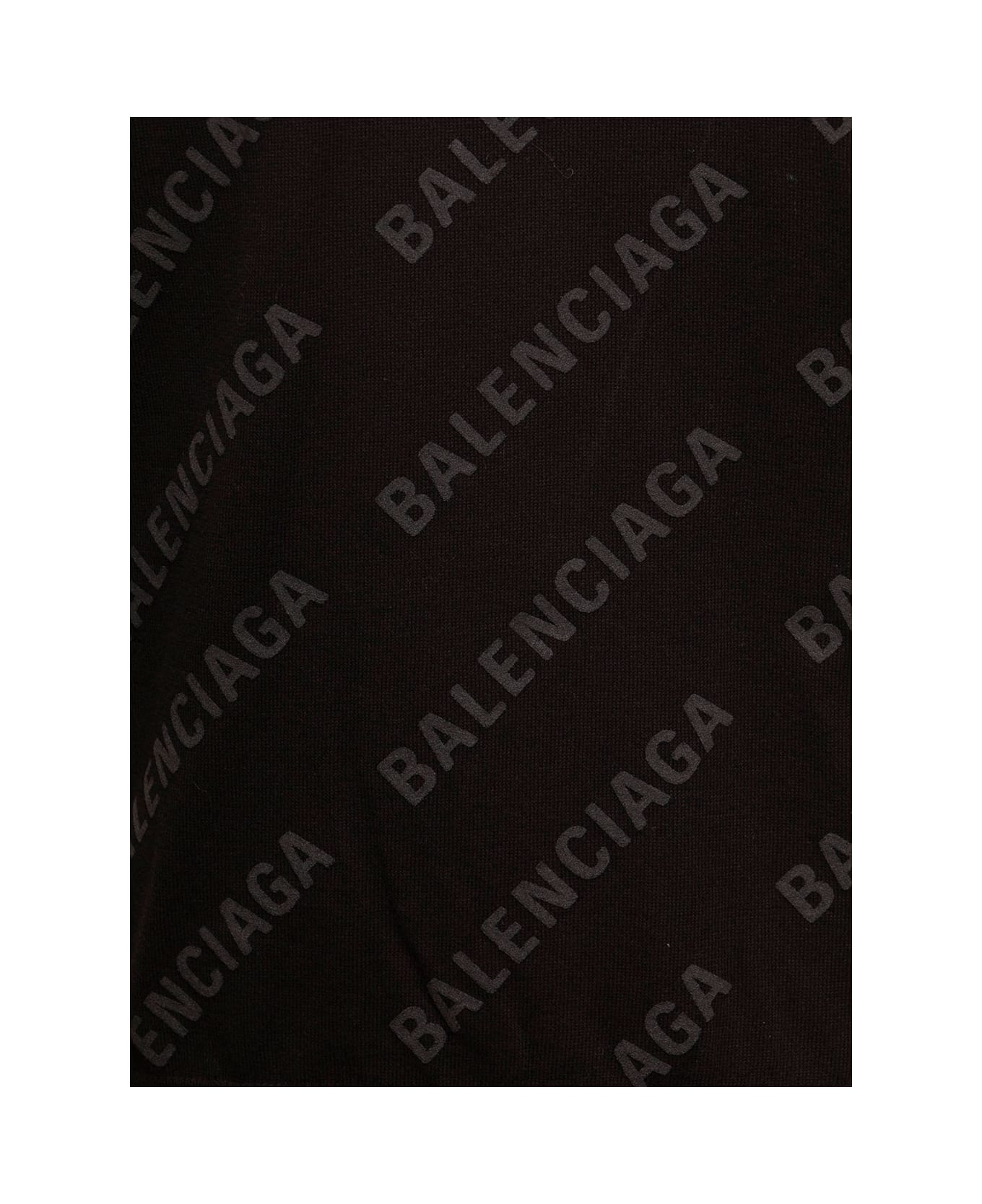 Balenciaga Brown Cotton Cardigan With Jacquard Logo Print  Balenciaga Woman - Brown