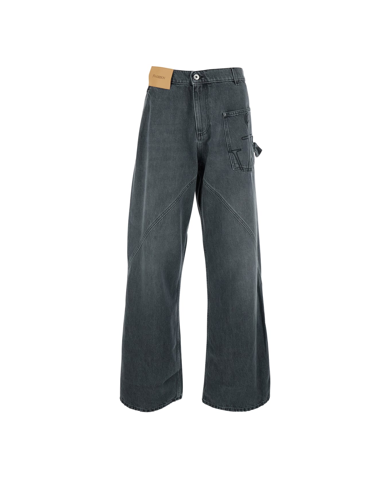 J.W. Anderson Grey Jeans With Logo Patch On The Front And Embroidered Logo On The Pocket In Cotton Man - GREY