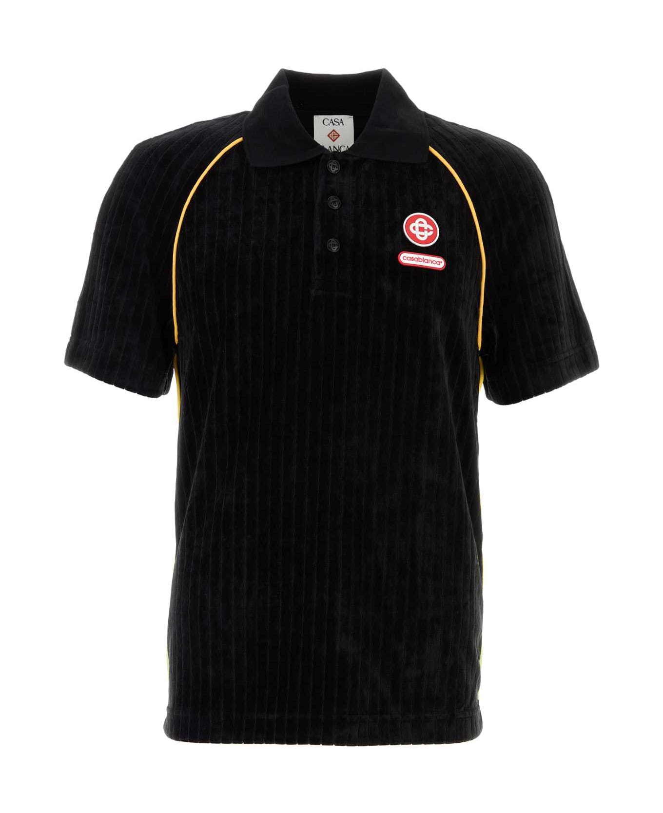 Casablanca Black Corduroy Polo Shirt - BLACK